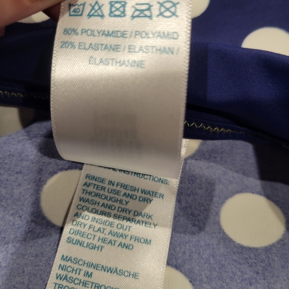 Boden Size 16/18 Blue Polka Dot Rashguard Swim Top - Picture 6 of 6